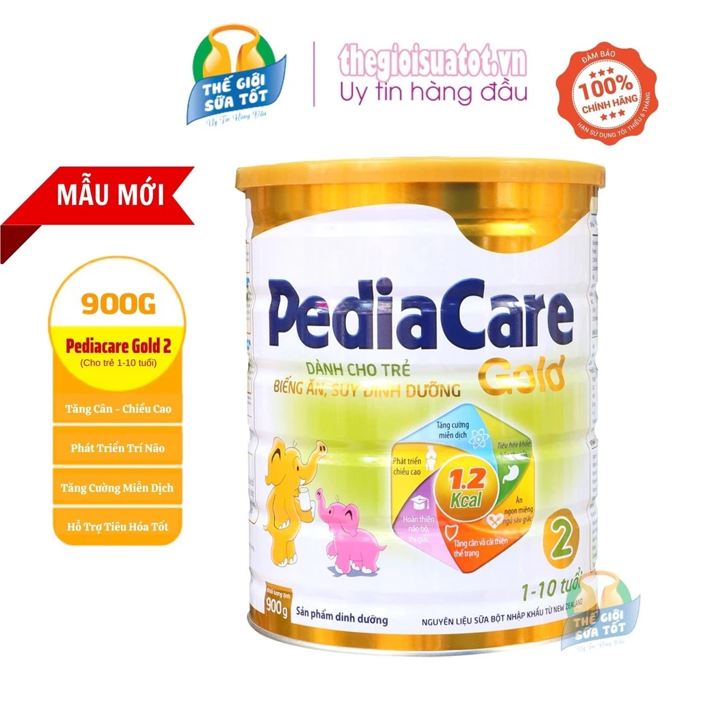 Sữa bột PediaCare Gold 2 [900g] - Sữa dinh dưỡng cao năng lượng cho trẻ