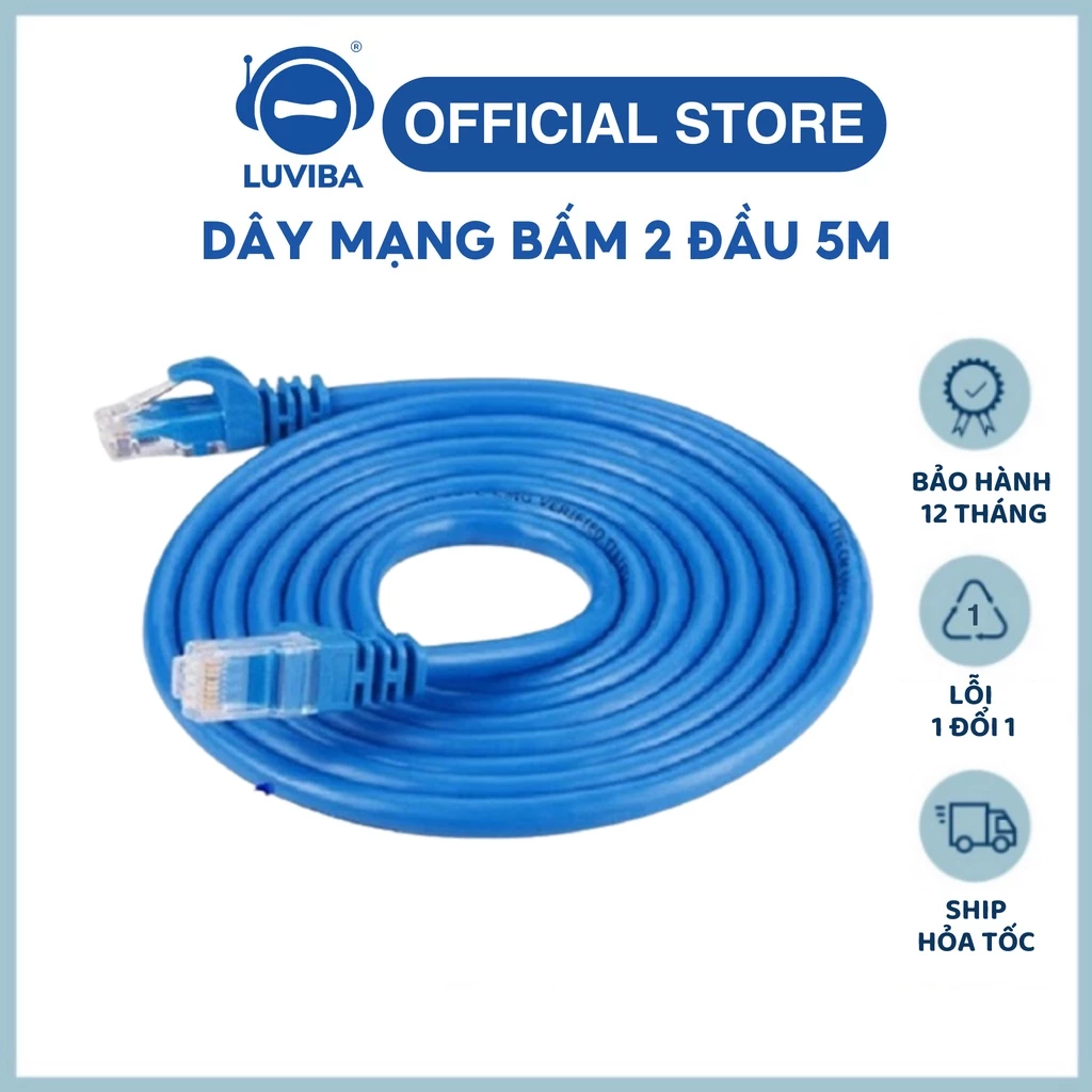 Dây mạng lan bấm sẵn 2 đầu cat5e cat6 5m internet LUVIBA DM05
