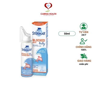 Dung dịch xịt mũi ưu trương Sterimar Blocked Nose Baby 50ml giúp giảm nghẹt mũi cho bé 3-36 tháng tuổi