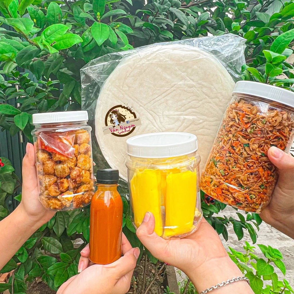 Combo TÓP MỠ SIZE VỪA TẶNG SỐT TẮC bánh tráng phơi sương 500gr,tóp mỡ 150gr,muối tép hành phi 300gr, bơ 300gr