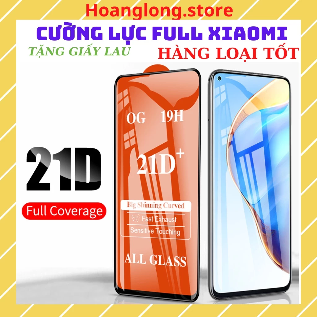 Kính cường lực Xiaomi Mi 11T 11 lite Redmi 10 9 9A 9C 9T Note 11 pro Note 10 pro Full màn siêu cứng hạn chế vân tay