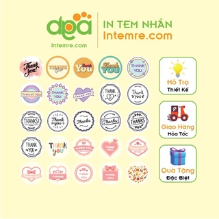 Sẳn Tem Nhãn Giấy Decal Dán Intemre.com Thank You Hình Tròn 4cm - 24 Mẫu