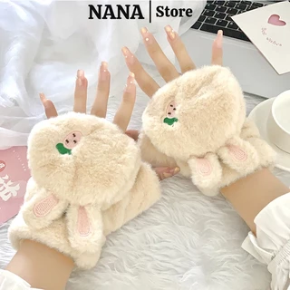 Găng tay len nữ mùa đông giữ ấm NANA bao tay nữ lông thú cute thời trang dễ thương