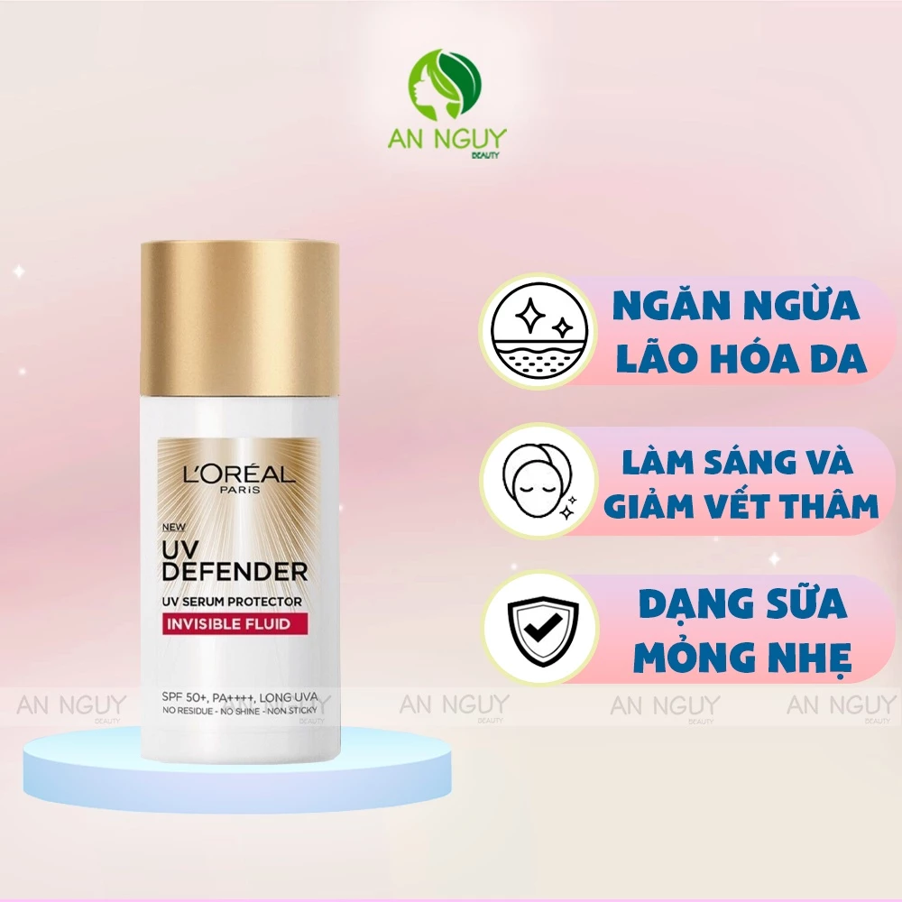 Kem Chống Nắng L'Oreal Paris X20 UV Defender Serum Invisible Fluid SPF+ 50++++ Thoáng Da Mỏng Nhẹ 50ml