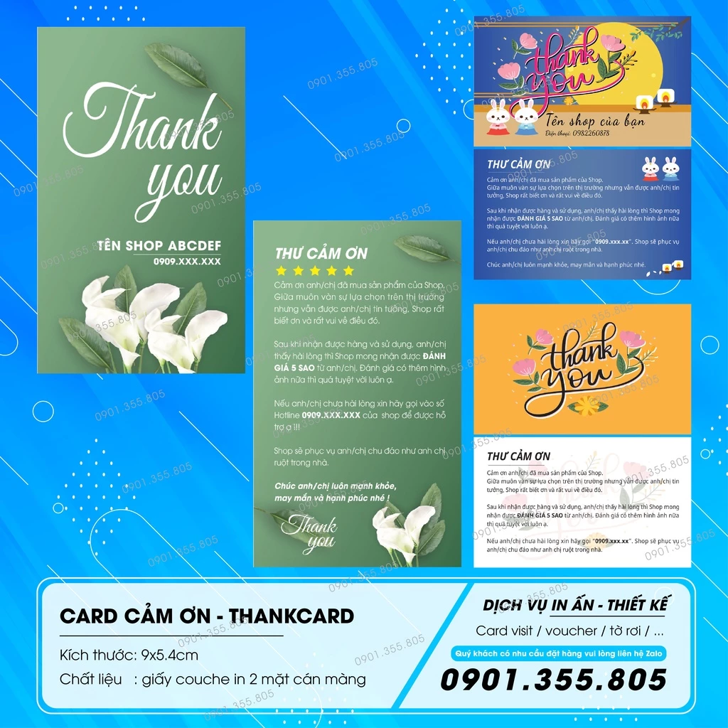 500 card cảm ơn khách hàng - miễn phí thêm logo, tên shop, sđt,...