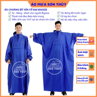 Áo mưa bít cỡ đại siêu dài rộng chính hãng Sơn Thủy, áo mưa siêu nhẹ bigsize có tay bít sườn