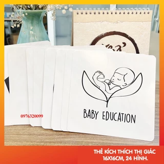 Thẻ học thông minh đen trắng flashcard cho bé/trẻ sơ sinh 0, 1, 2, 3, 4,5,6 tháng học màu sắc