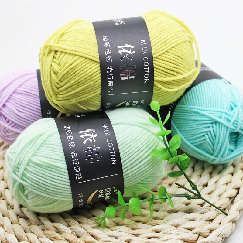 Len Milk Cotton 50g LYLYCRAFT Sợi 2mm Mềm Mịn Dùng Kim Móc Len Size 2mm-4mm Làm Thú, Móc Khóa