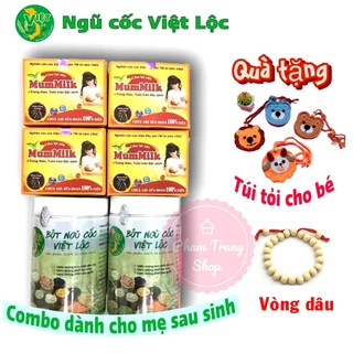 Combo kích sữa sau sinh, Ngũ cốc lợi sữa Việt Lộc + Cốm mummilk viện vụ sản trung ương.