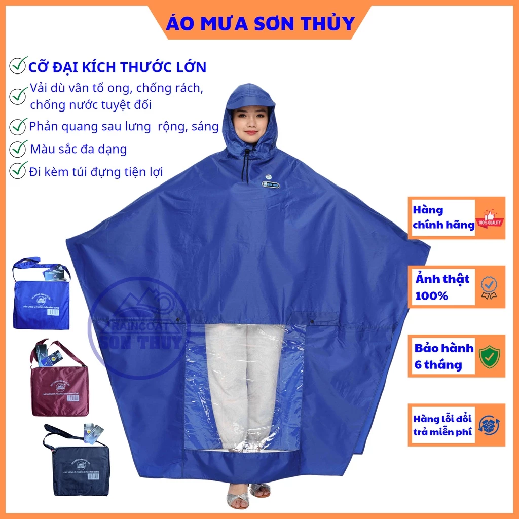 Áo mưa choàng siêu to Sơn Thủy - áo mưa vải dù cỡ đại K7D Bigsize- ST3