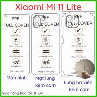 Dán PPF Xiaomi Mi 11 Lite 4G / Mi 11 Lite 5G / Mi 11 lite 5G NE loại trong, nhám dành cho màn hình, mặt lưng, full viền