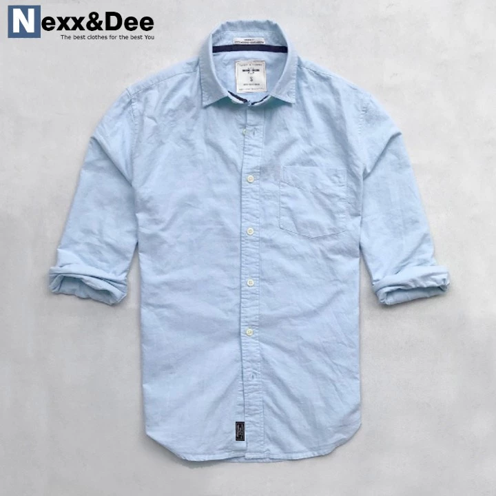 Áo sơ mi nam dài tay công sở trắng Nexx&Dee vải oxford denim cao cấp cực đẹp NS012