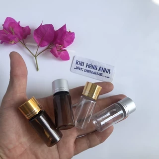 LỌ CHIẾT MỸ PHẨM CAO CẤP 10ml - Chai nhựa nhỏ Trong suốt / Nâu đựng chiết mẫu thử spa nắp Xi vàng / Xi Bạc