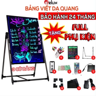 Bảng viết dạ quang, bảng Led huỳnh quang, kích thước 50x70cm, 60x80cm, 70x90cm tặng full phụ kiện (10 món)