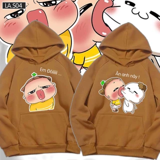 Hoodie đôi nam nữ giá rẻ, áo đôi áo cặp màu NÂU chất nỉ bông dày mũ to form rộng GOAT STORE