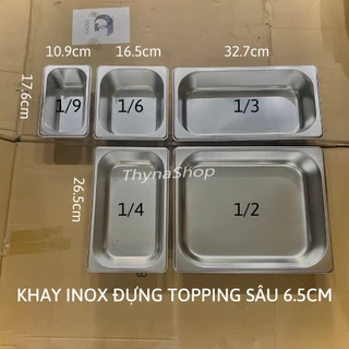 Khay inox đựng topping sâu 6,5cm đựng topping trà sữa, bánh mì, sâu  kèm nắp - Bếp bánh Thyna