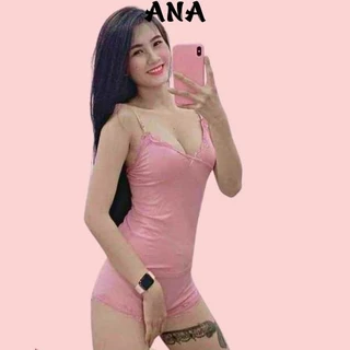 Bộ đồ ngủ 2 dây viền ren sexy chất gân tăm mềm mát ANA TN777