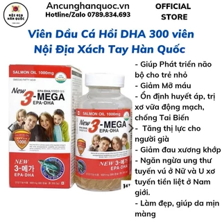 Viên DHA dầu cá hồi New 3-Mega omega 3 6 9 hàm lượng 1000mg dùng 5 Tháng