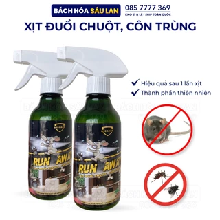 Xịt Đuổi Chuột, Muỗi Thảo Mộc Run Away 300ml Không Mùi, An Toàn Đuổi Chuột, Gián, Côn trùng Hiệu Quả