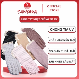 Găng Tay Chống Nắng Nhật Chống Tia UV -Tất Tay Chống Nắng Nữ Chấm Bi Nhật Thoáng Mát