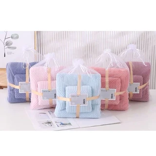 Set 2 Khăn Tắm Lông Cừu Xuất Hàn Cỡ Lớn Siêu Mềm Mịn Thấm Hút - Darling HOme