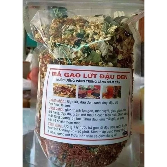 Trà gạo lứt 1 kg hoa nhài lá sen cỏ ngọt giảm cân