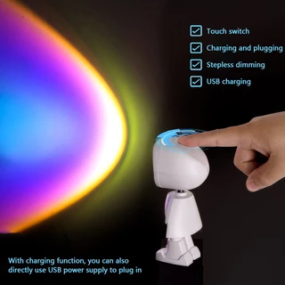 Đèn LED Chiếu Hình Robot Hoàng Hôn Cầu Vồng Cổng USB - Đèn quay Tiktok - Đèn Sống Ảo Quay Video Chụp Ảnh