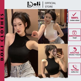 Áo Croptop Nữ Khoét Vai Borip Gân dưới 59kg - Áo Nữ Trơn Sát Nách Cổ 3 Phân C008 - DOLI Clothes