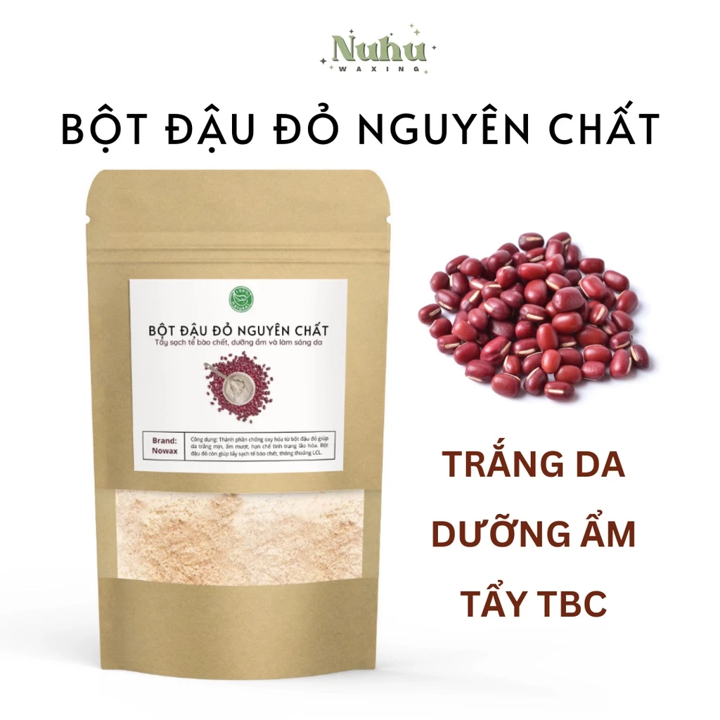 Bột đậu đỏ nguyên chất sạch mịn 100% hữu cơ, mặt nạ trắng da, mờ thâm sạm, tẩy TBC