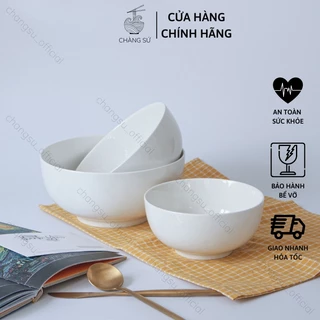 Bát tô canh sứ, bát ăn phở dáng khum kiểu Hàn - Bát ô tô ăn mì men trắng sứ Minh Châu - Vỡ 1 đổi 1