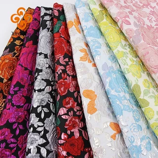 Thời Trang Vải Jacquard DIY Nữ Váy Hoa Hồng Dập Nổi Vải Polyester 1 Mét Dây Kim Loại Vải TJ9131