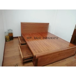 giường ngủ gô hương 1m8x2m có ngăn kéo