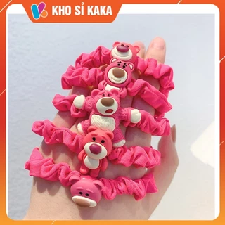 Set 5 Buộc tóc scrunchies gấu dâu hồng lotso shot trend hàn quốc