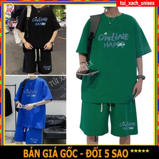 Đồ Bộ Thể Thao Nam in chữ ONLINE phong cách thể thao unisex ba màu xanh,rêu đen