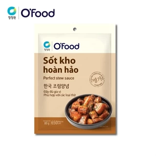 Sốt kho hoàn hảo O'Food gói 80g, chỉ cần ướp và kho, lên màu bóng đẹp, chuẩn vị dùng cho 650g thịt heo, bò, gà, cá