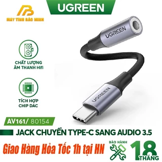 Dây chuyển đổi USB type C sang Jack 3.5mm UGREEN 80154 (có sử dụng chip DAC) - Hàng Chính Hãng BH 18 tháng