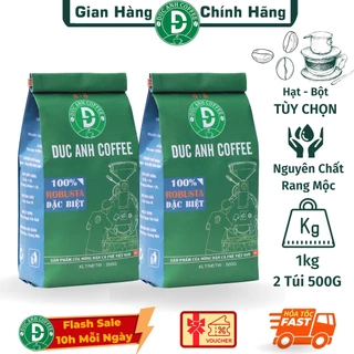 1kg Cà Phê Rang Mộc Robusta DUC ANH COFFEE Đặc Biệt, Đậm Vị, Cafein Cao - 2 Túi 500g Tiện Lợi, Sản Phẩm Được Bán Chạy