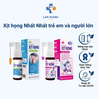 Xịt họng nhất nhất trẻ em và xịt họng nhất nhất người lớn hỗ trợ giảm ho,giảm rát họng