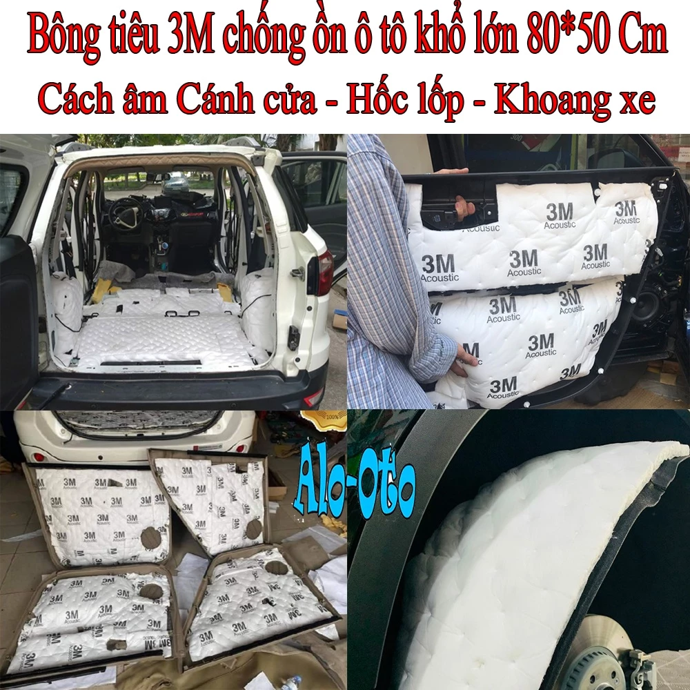 bông tiêu âm chống ồn 3M cho ô tô khổ lớn 80x50x1. cách âm cách cửa ,hốc lốp, khoang nội thất ô tô