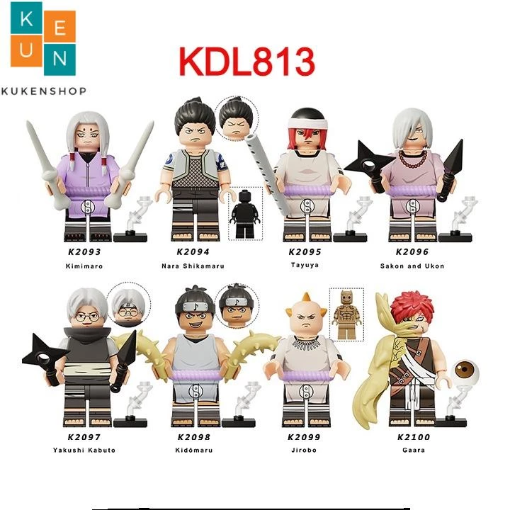 Minifigures Anime Nhân Vật Phản Diện Trong Naruto Kimimaro Shikamaru Gaara Làng Cát KDL813