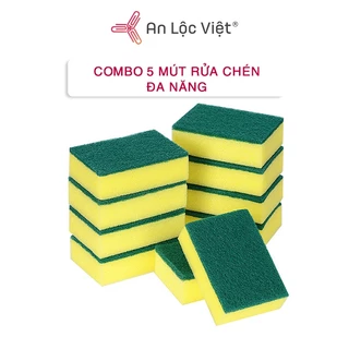 Combo 5 Miếng Mút rửa chén đa năng - 2 lớp xốp cứng và mềm