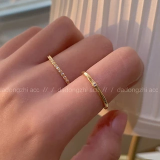 Nhẫn Hở Mạ Vàng Đính Đá Zircon Thời Trang Đơn Giản Có Thể Điều Chỉnh Cho Nữ