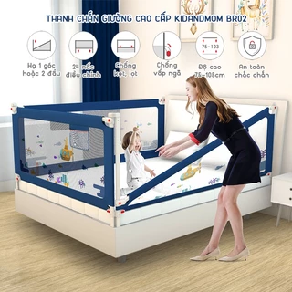 Thanh chắn giường cao cấp KidAndMom BR02 và  BR23 cao 105cm,24 nắc điều chỉnh, thiết kế chống kẹt, chống vấp ngã cho bé