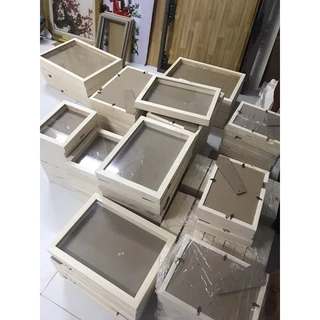 khung hộp 3D gỗ thông mặt Meka chống bể vỡ (30x40)khổA3 ,trang trí hoa khô