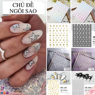 Sticker, hình dán móng tay hoạ tiết ngôi sao 5 cánh dễ thương dụng cụ trang trí móng tay nghệ thuật chuyên nghiệp nail