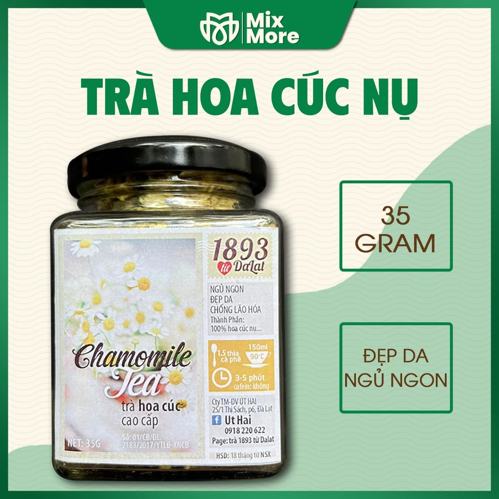 Trà hoa cúc nụ sấy khô Đà Lạt 1893 hũ thủy tinh cao cấp, thanh lọc cơ thể, tốt cho sức khỏe