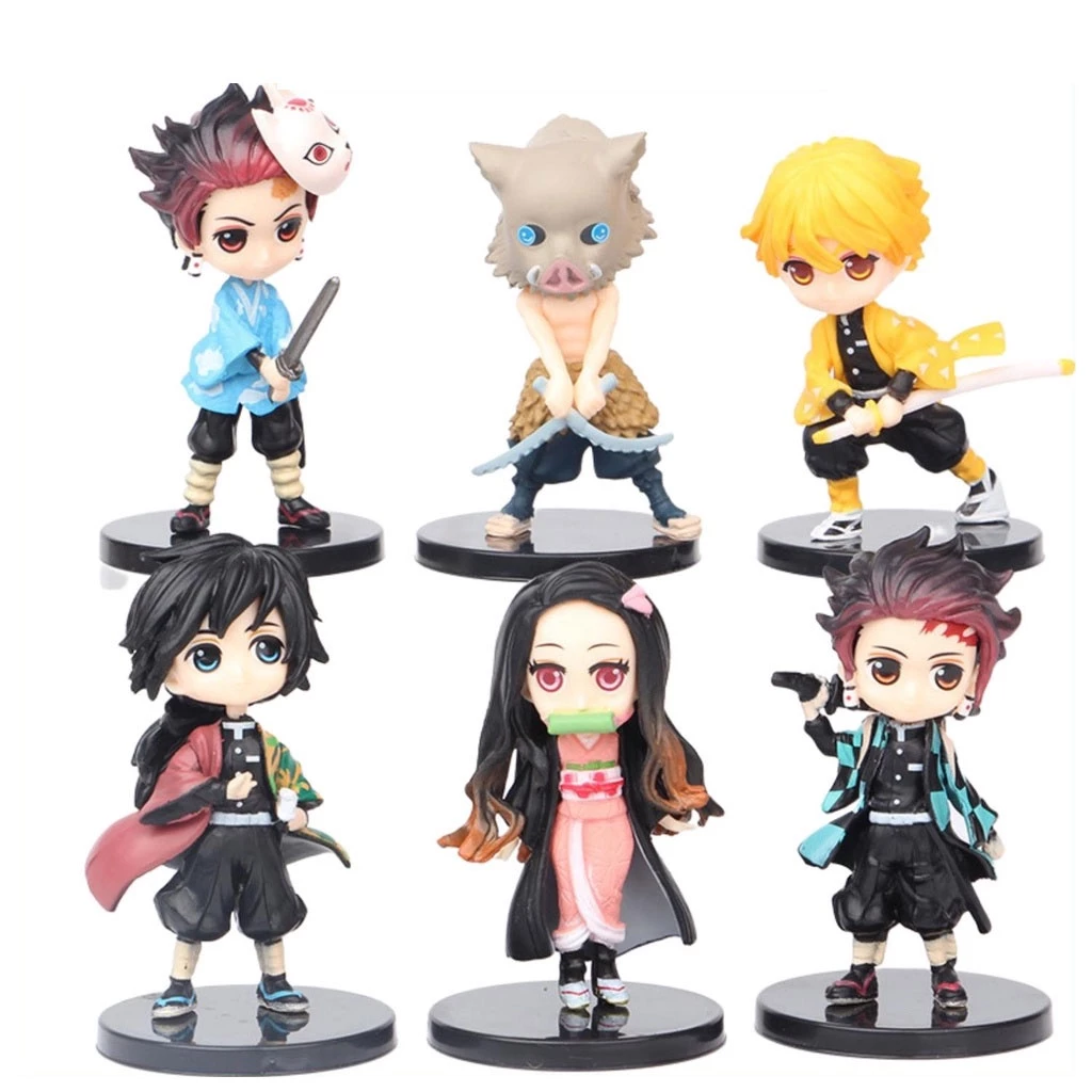 Mô hình Mini Kimetsu No Yaiba figure Tanjirou , Nezuko , Zenitsu , Inosuke , Giyuu  figure thanh gươm diệt quỷ