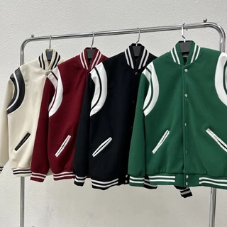 [aX]Áo Khoác varsity áo bomber phối da teddy SLP nam nữ chất đẹp cao cấp 2024 4