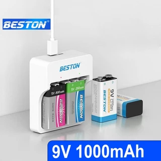 Pin sạc vuông 9V Beston 800mAh 1000mAh lithium, bộ sạc M7023L có tính năng sạc nhanh, tự ngắt