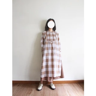 Áo form dài xẻ tà thắt nơ - Linen cotton - by Tháng Năm